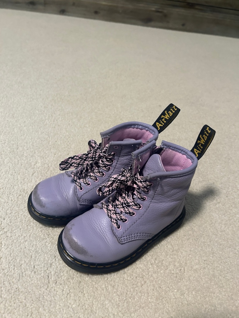 Toddler Doc Martens, Lavender Leather Lace-Up Boots 9c